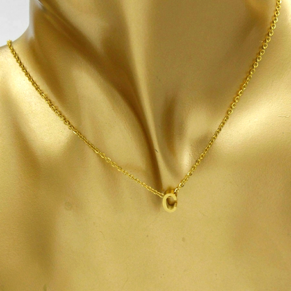 Initial C 18k gold plated initial necklace